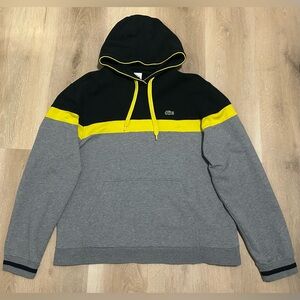 Lacoste Black Hoodie with Yellow Accents
